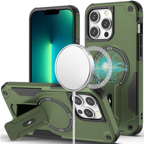 Apple iPhone 13 Pro Max (6.7) Sturdy Bracket Kickstand Magnetic Hybrid - Green