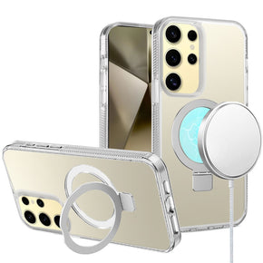 Samsung Galaxy S24 Ultra Magsafe Dotted Edge Transparent Hybrid (with Kickstand) Case - Clear