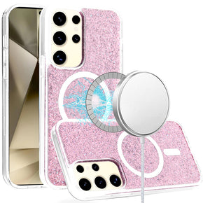 Samsung Galaxy S25 Ultra Magsafe Epoxy Glitter Case - Rose Gold