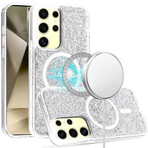 Samsung Galaxy S24 Ultra Magsafe Epoxy Glitter Case - Silver