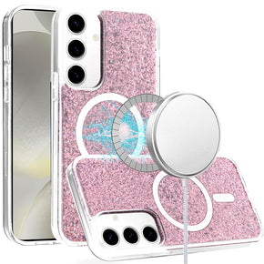 Samsung Galaxy S25 Magsafe Epoxy Glitter Case - Rose Gold