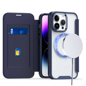 Apple iPhone 15 Pro (6.1) Magsafe Transparent Flap Hybrid Case - Blue