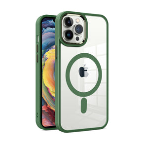 Apple iPhone 11 (6.1) Thick Transparent Clear Magsafe Hybrid Case - Midnight Green