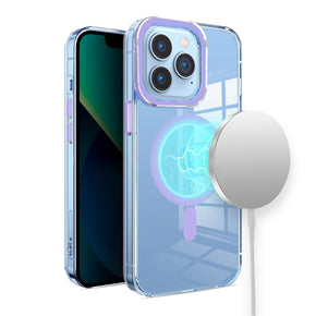 Apple iPhone 15 Pro Max (6.7) Transparent Clear Magsafe Hybrid Case - Purple
