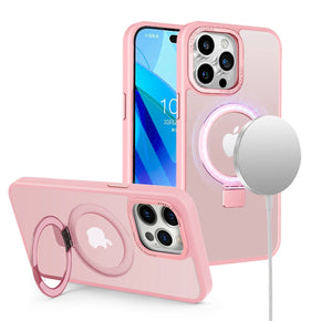 Apple iPhone 14 Pro (6.1) Magsafe Metal Ring Hybrid Case - Pink