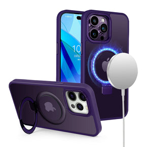 Apple iPhone 14 Plus (6.7) Magsafe Metal Ring Hybrid Case - Purple