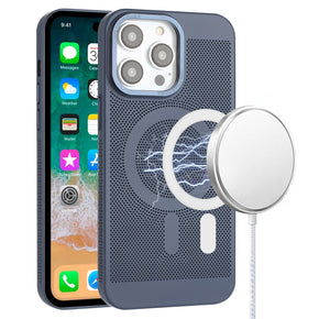 Apple iPhone 14 (6.1) Magsafe Radiator Design Hybrid Case - Navy Blue