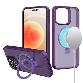 Apple iPhone 15 Plus (6.7) Magsafe Skin Touch Kickstand Hybrid - Purple