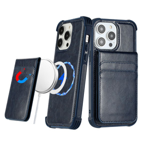 Apple iPhone 14 Pro Max (6.7) Magsafe Wallet (with Detachable Card Holder) Hybrid Case - Blue
