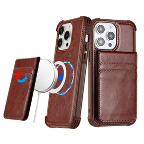 Apple iPhone 14 Pro Max (6.7) Magsafe Wallet (with Detachable Card Holder) Hybrid Case - Brown