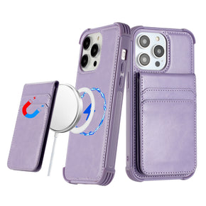 Apple iPhone 14 Pro Max (6.7) Magsafe Wallet (with Detachable Card Holder) Hybrid Case - Purple