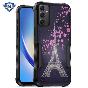 Samsung Galaxy A15 5G METKASE Exquisite Design Hybrid Case - Dark Grunge Eiffel Tower Paris Sakura Flowers