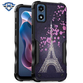 Motorola Moto G Play (2024) METKASE Exquisite Design Hybrid Case - Dark Grunge Eiffel Tower Paris Sakura Flowers