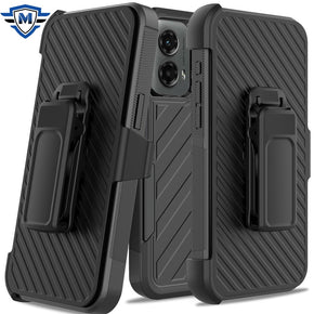 Motorola Moto G Stylus 5G (2024) METKASE Lined Shockproof Dual Layer Holster Combo - Black