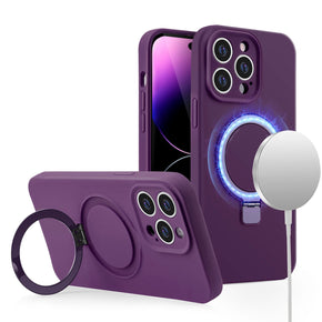 Apple iPhone 11 (6.1) Magsafe Silicone Camera Guard (with Kickstand) Hybrid Case - Purple