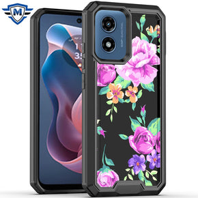 Motorola Moto G Play (2024) METKASE Rank Design Hybrid Case - Tropical Romantic Colorful Roses Floral