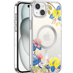 Apple iPhone 15 (6.1) IMD Magsafe Design Clear Case - Nitida Flower