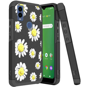 Cricket Innovate E 5G Tough Slim Hybrid Case (with Built-in Magnetic Plate) - Chamomile Flowers