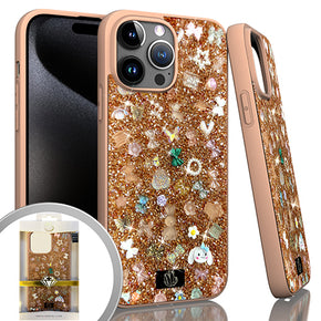 Apple iPhone 15 Pro Max (6.7) Onyx Decoration Glitter Case - Rose Gold
