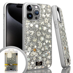 Apple iPhone 15 Pro Max (6.7) Onyx Decoration Glitter Case - Silver
