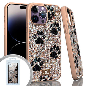 Apple iPhone 14 (6.1) Onyx Dog Paws Glitter Case - Rose Gold