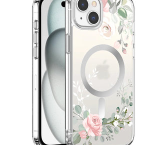 Apple iPhone 15 (6.1) IMD Magsafe Design Clear Case - Pink Rose