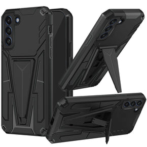 Samsung Galaxy S21 FE Alien Design Hybrid Case (with Magnetic Kickstand) - Black / Black