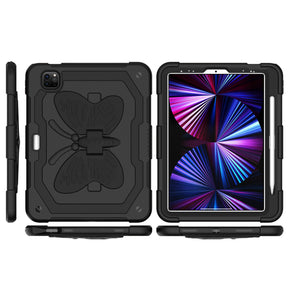 Samsung Galaxy A9 Plus (11") Tough Hybrid Case (w/ Butterfly Kickstand) - Black