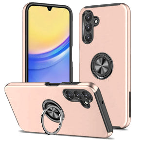 Samsung Galaxy A15 5G CHIEF Oil Painted Hybrid Case (with Magnetic Ring Stand) - Rose Gold