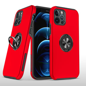 Apple iPhone 15 Plus (6.7) CHIEF Oil Painted Hybrid Case (with Magnetic Ring Stand) - Red