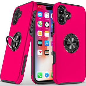 Apple iPhone 16 (6.1) CHIEF Oil Painted Hybrid Case (with Magnetic Ring Stand) - Hot Pink