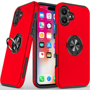 Apple iPhone 16 (6.1) CHIEF Oil Painted Hybrid Case (with Magnetic Ring Stand) - Red