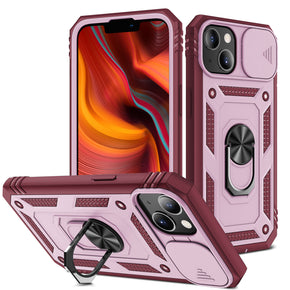 Apple iPhone 11 (6.1) DISCOVER Hybrid Case (with Sliding Camera Cover and Magnetic Ring Stand) - Purple / Red