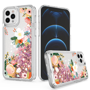 Apple iPhone 14 Pro (6.1) Quicksand Glitter Water Hybrid Design Case - A