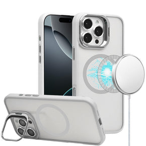 Apple iPhone 16 Pro Max (6.9) Magsafe Camera Stand Hybrid Case (with Camera Protectors) - White