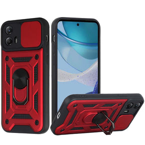 Motorola Moto G 5G (2023) ELITE Hybrid Case (with Camera Push Cover and Magnetic Ring Stand) - Red