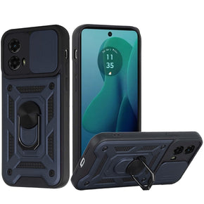 Motorola Moto G 5G (2024) ELITE Hybrid Case (with Camera Push Cover and Magnetic Ring Stand) - Blue