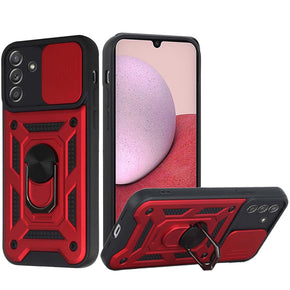 Samsung Galaxy A15 5G ELITE Hybrid Case (with Camera Push Cover and Magnetic Ring Stand) - Red