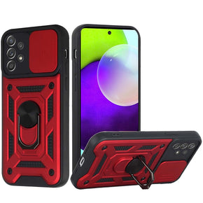 Samsung Galaxy A54 5G ELITE Hybrid Case (with Camera Push Cover and Magnetic Ring Stand) - Red