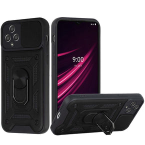 T-Mobile REVVL 6 5G ELITE Hybrid Case (with Camera Push Cover and Magnetic Ring Stand) - Black