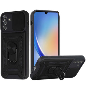 Samsung Galaxy A35 5G ELITE Hybrid Case (with Camera Push Cover and Magnetic Ring Stand) - Black