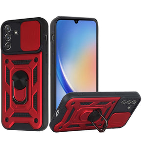 Samsung Galaxy A35 5G ELITE Hybrid Case (with Camera Push Cover and Magnetic Ring Stand) - Red