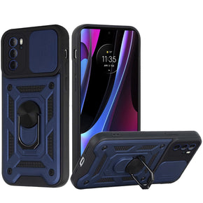 Motorola Moto Edge (2022) ELITE Hybrid Case (with Camera Push Cover and Magnetic Ring Stand) - Blue