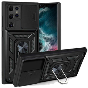 Samsung Galaxy S23 FE ELITE Hybrid Case (with Camera Push Cover and Magnetic Ring Stand) - Black