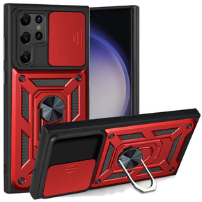 Samsung Galaxy S24 Plus ELITE Hybrid Case (with Camera Push Cover and Magnetic Ring Stand) - Red