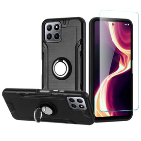 Boost Celero 5G Plus (2023) Ultra Strong Ring Stand (with Tempered Glass) Hybrid Case - Black