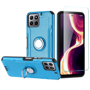 Boost Celero 5G Plus (2023) Ultra Strong Ring Stand (with Tempered Glass) Hybrid Case - Blue