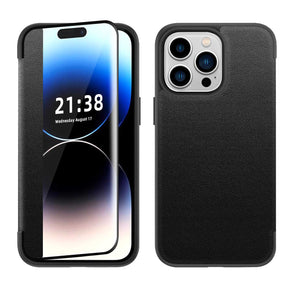 Samsung Galaxy S10 Plus Leather Window Flap Cover Case - Black