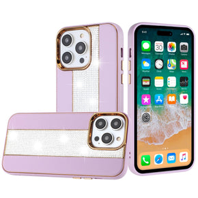 Apple iPhone 15 Pro Max (6.7) Flashy Diamond Leather Hybrid Case - Light Purple