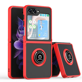 Samsung Galaxy Z Flip5 Smoke Hybrid Case (with Magnetic Ring Stand) - Red